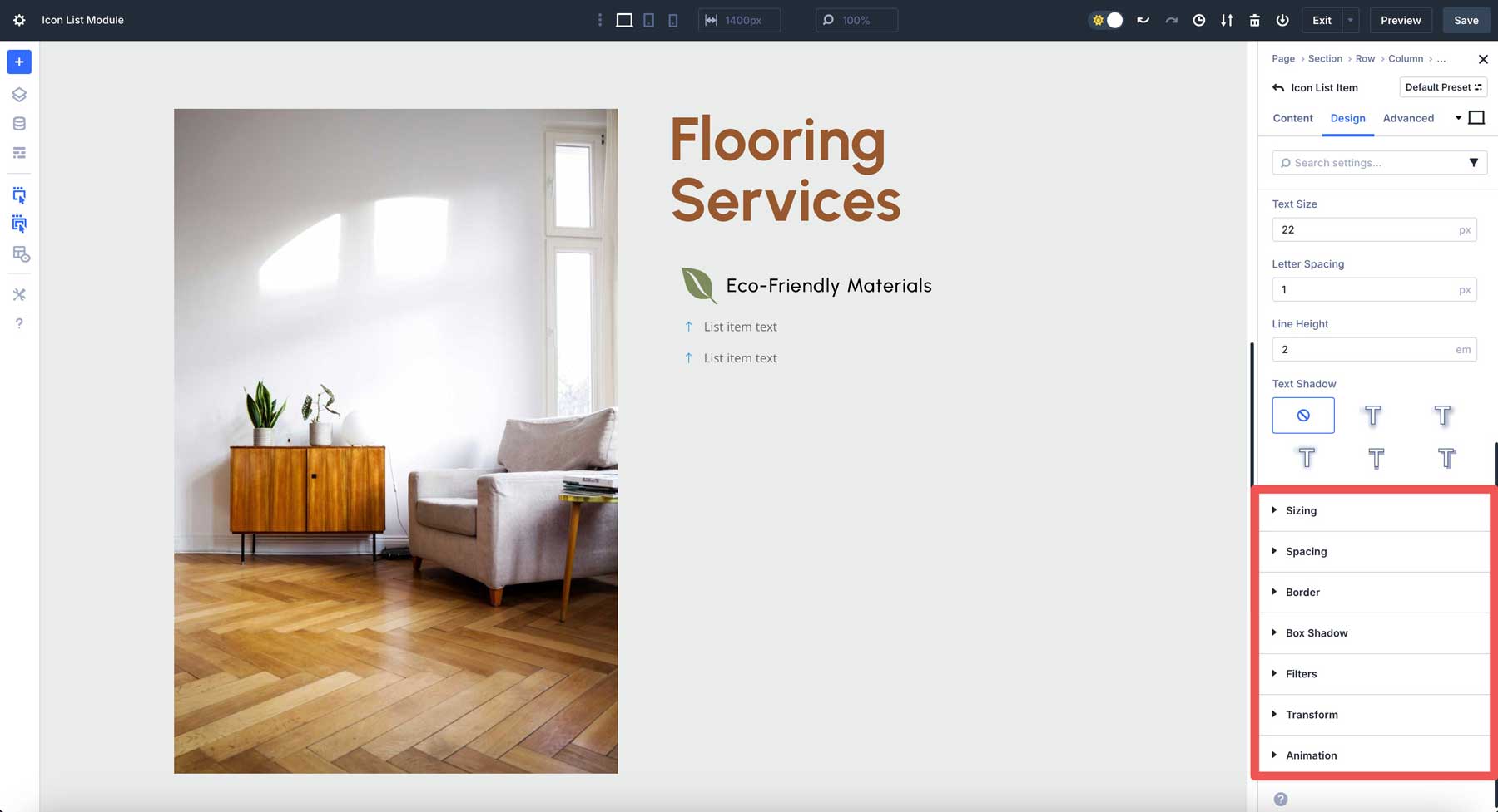 Icon List module in Divi 5