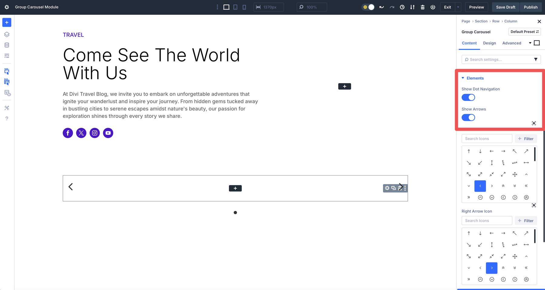 Group Carousel module in Divi 5