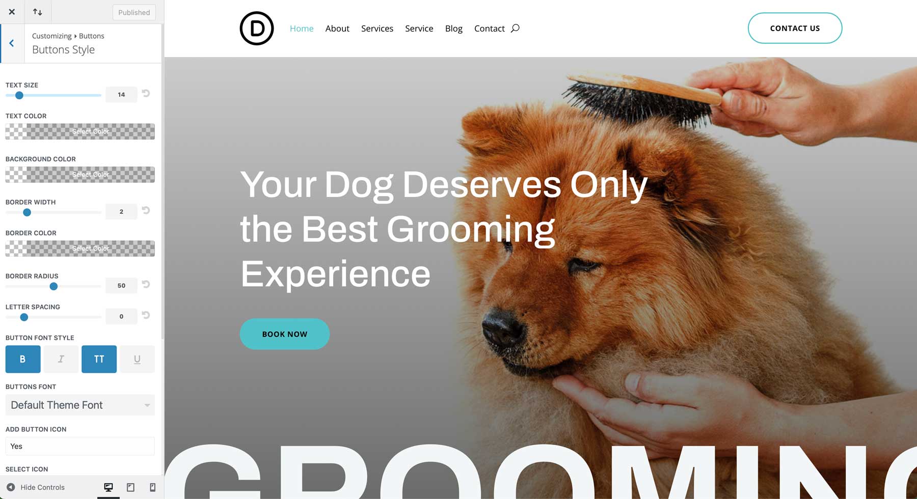 Pet Grooming starter site for Divi