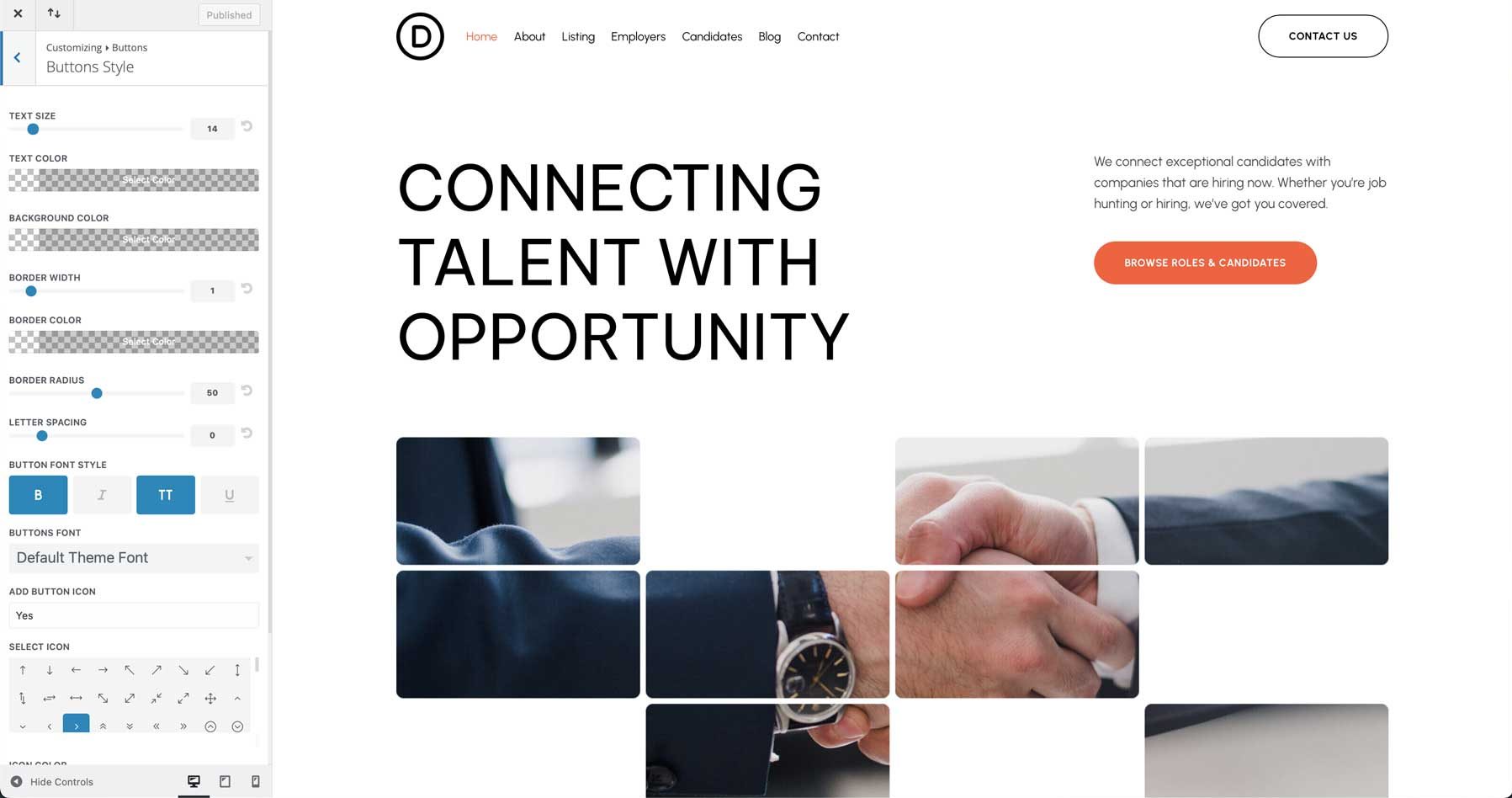 recruiter starter site for Divi
