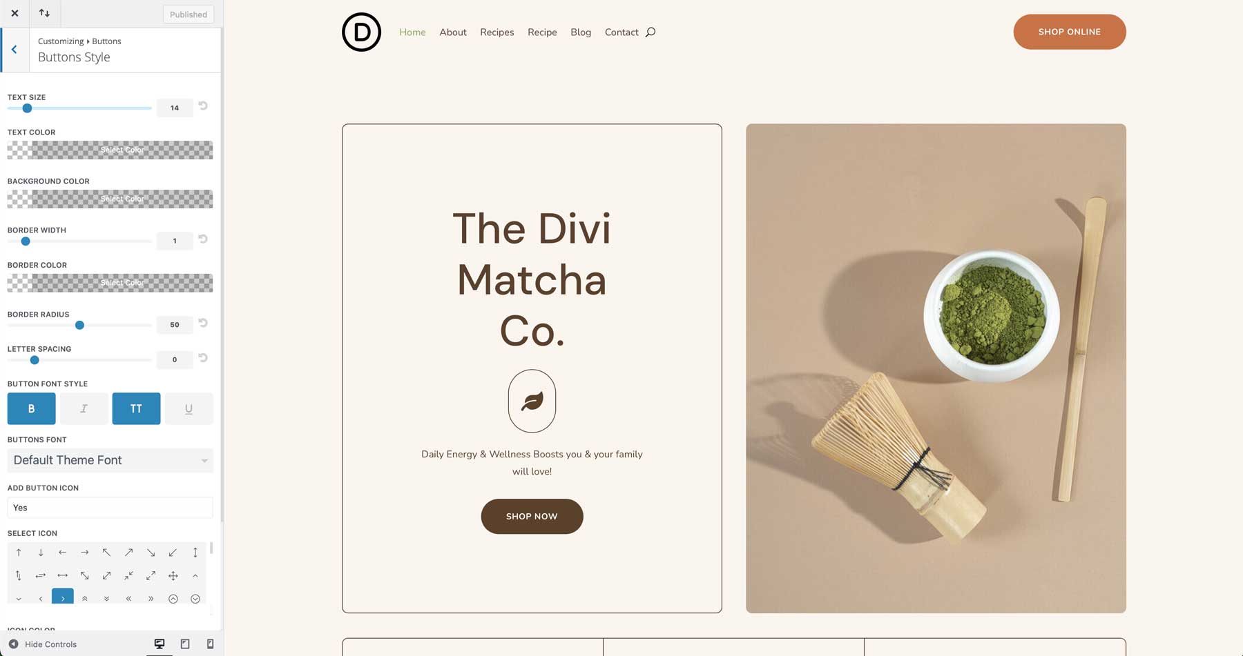 Matcha starter site for Divi