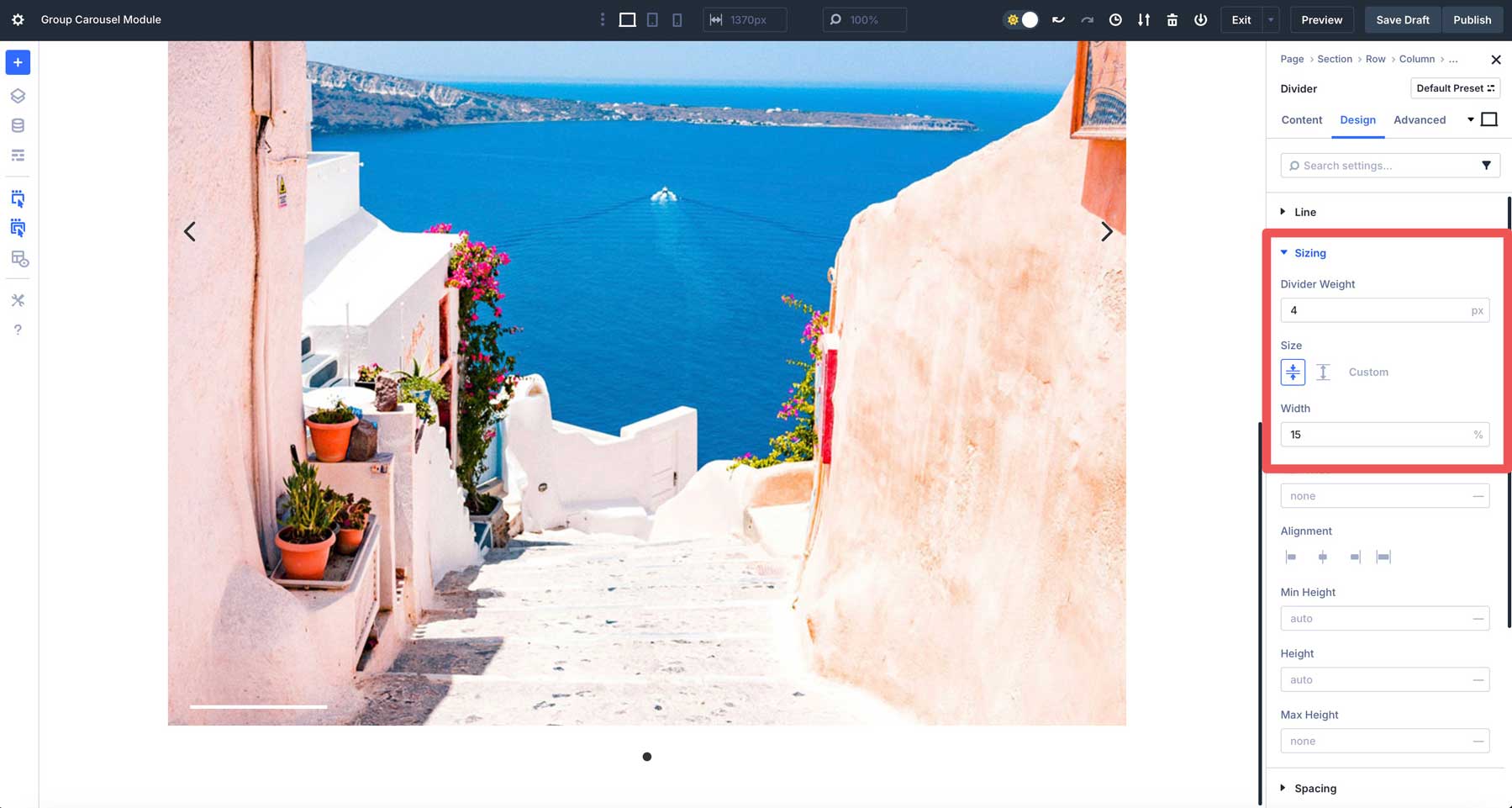 Group Carousel module in Divi 5