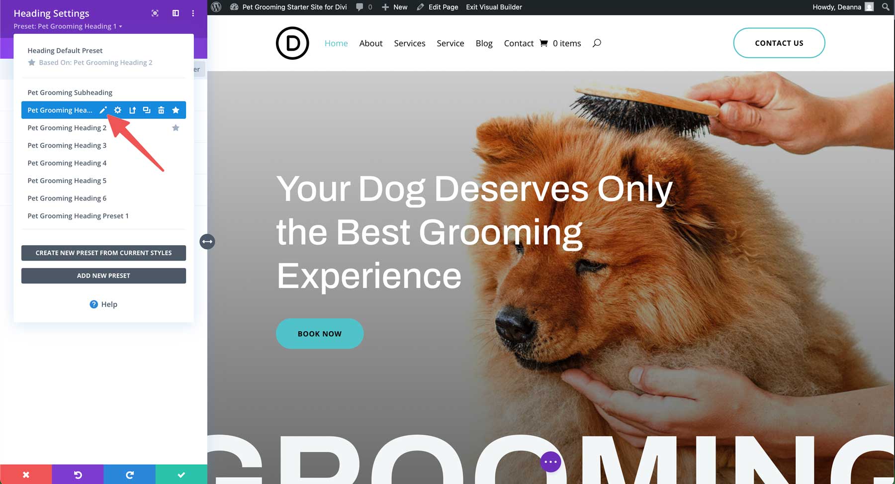 Pet Grooming starter site for Divi