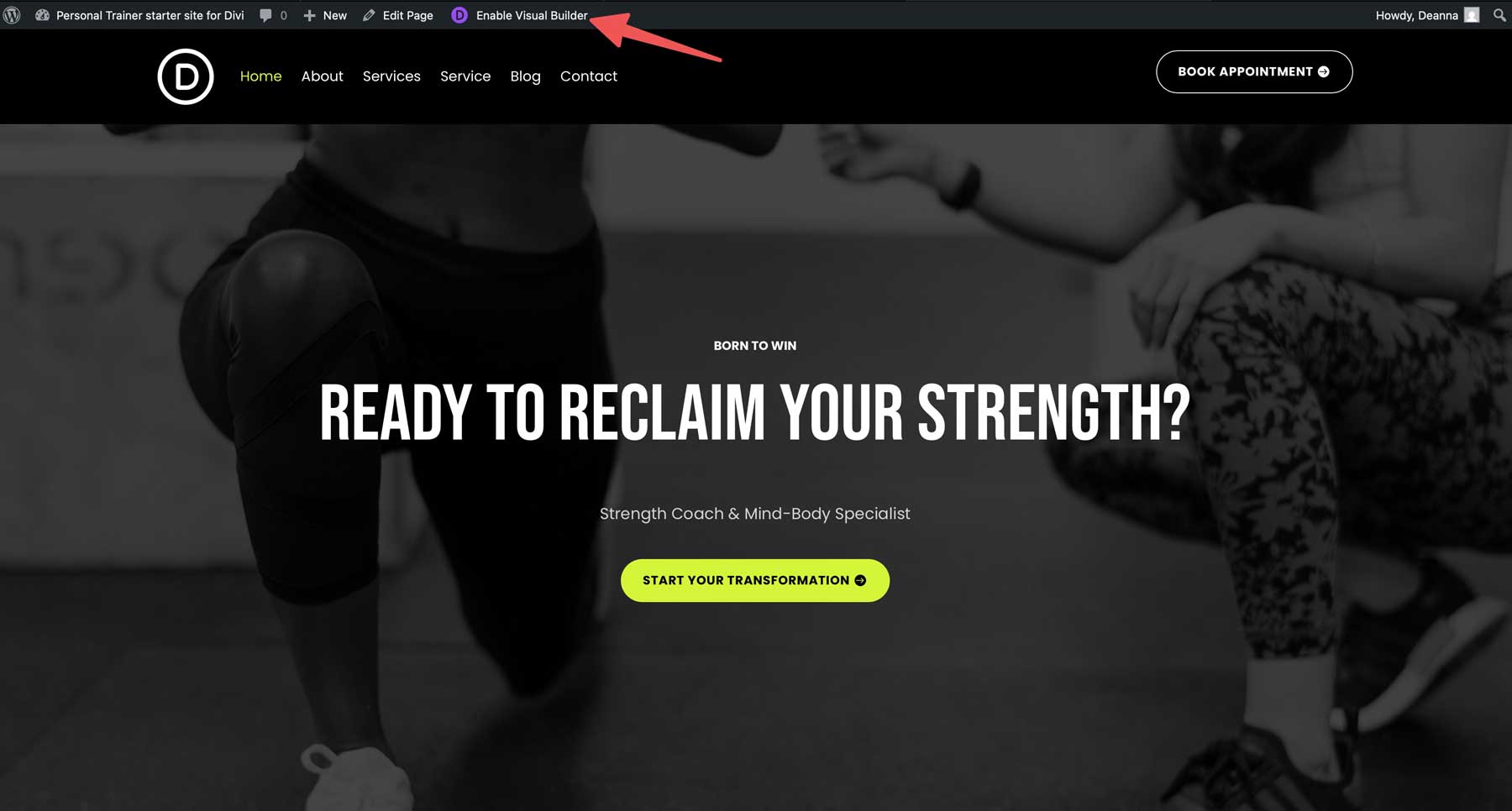 Personal Trainer starter site for Divi
