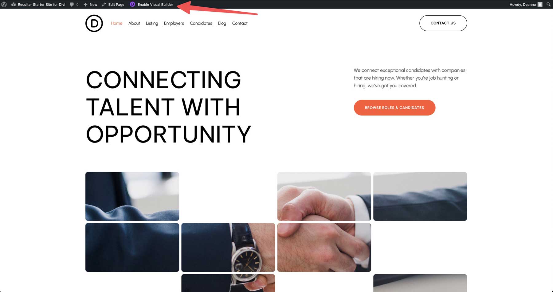 recruiter starter site for Divi