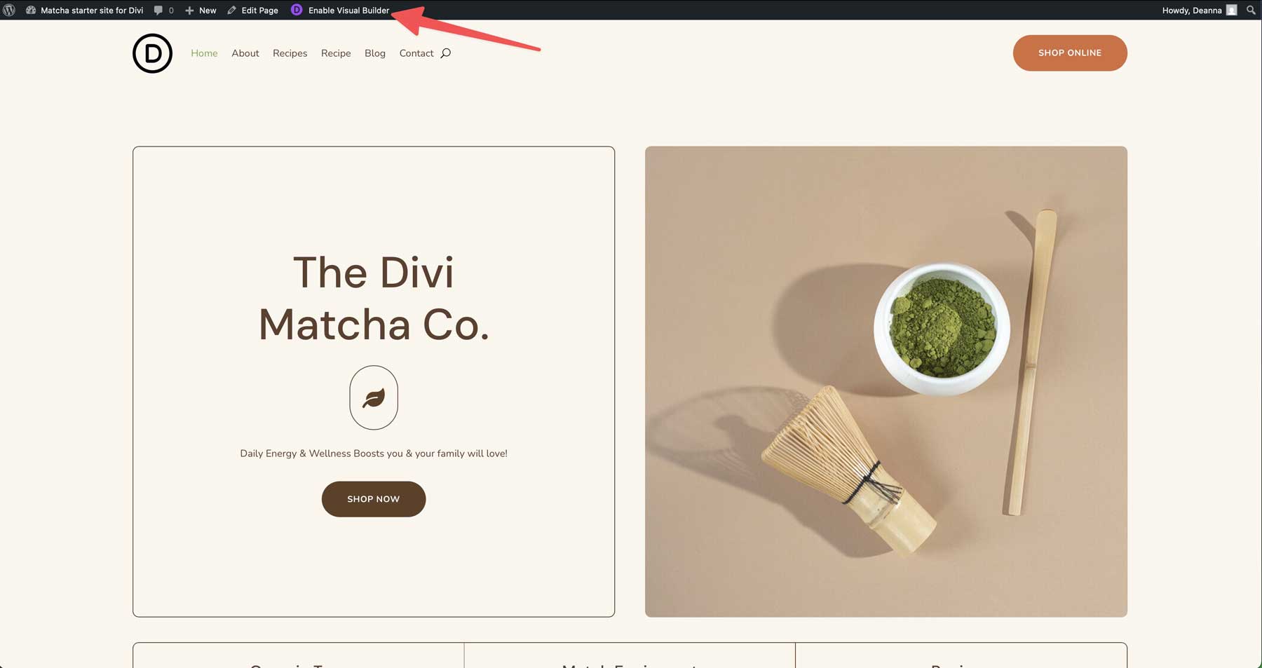 Matcha starter site for Divi