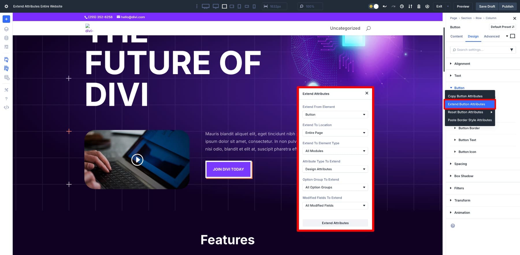 extend attributes panel