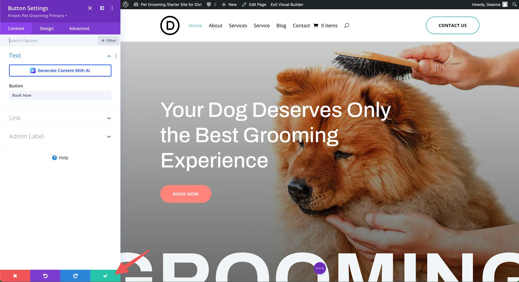 Pet Grooming starter site for Divi