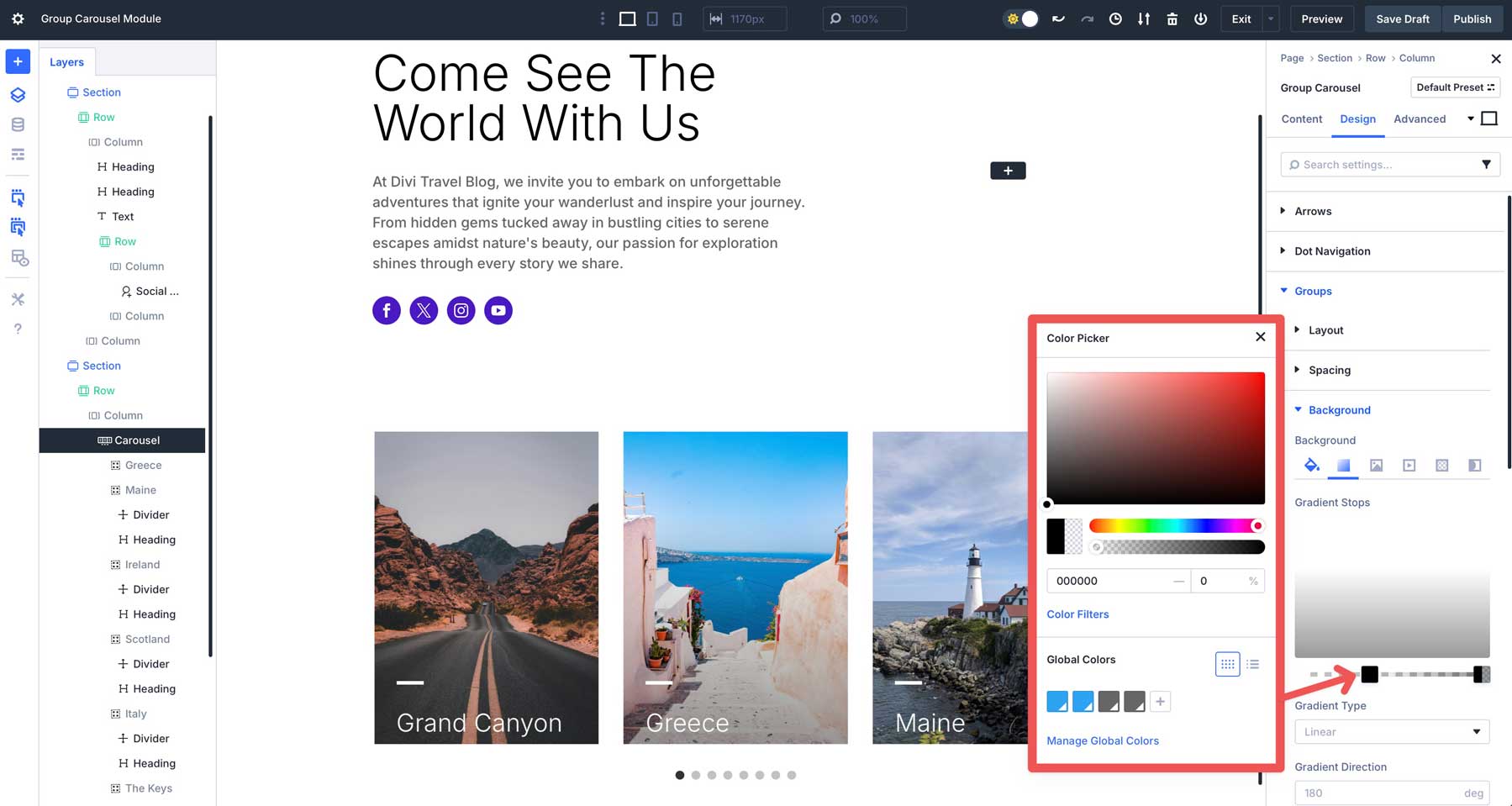 Group Carousel module in Divi 5