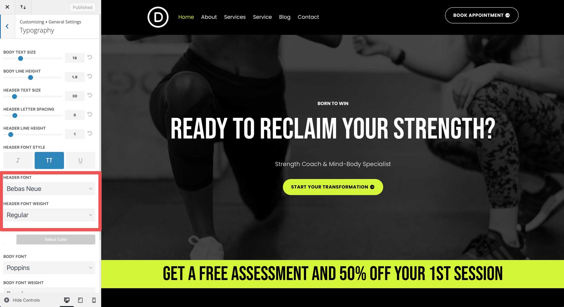 Personal Trainer starter site for Divi