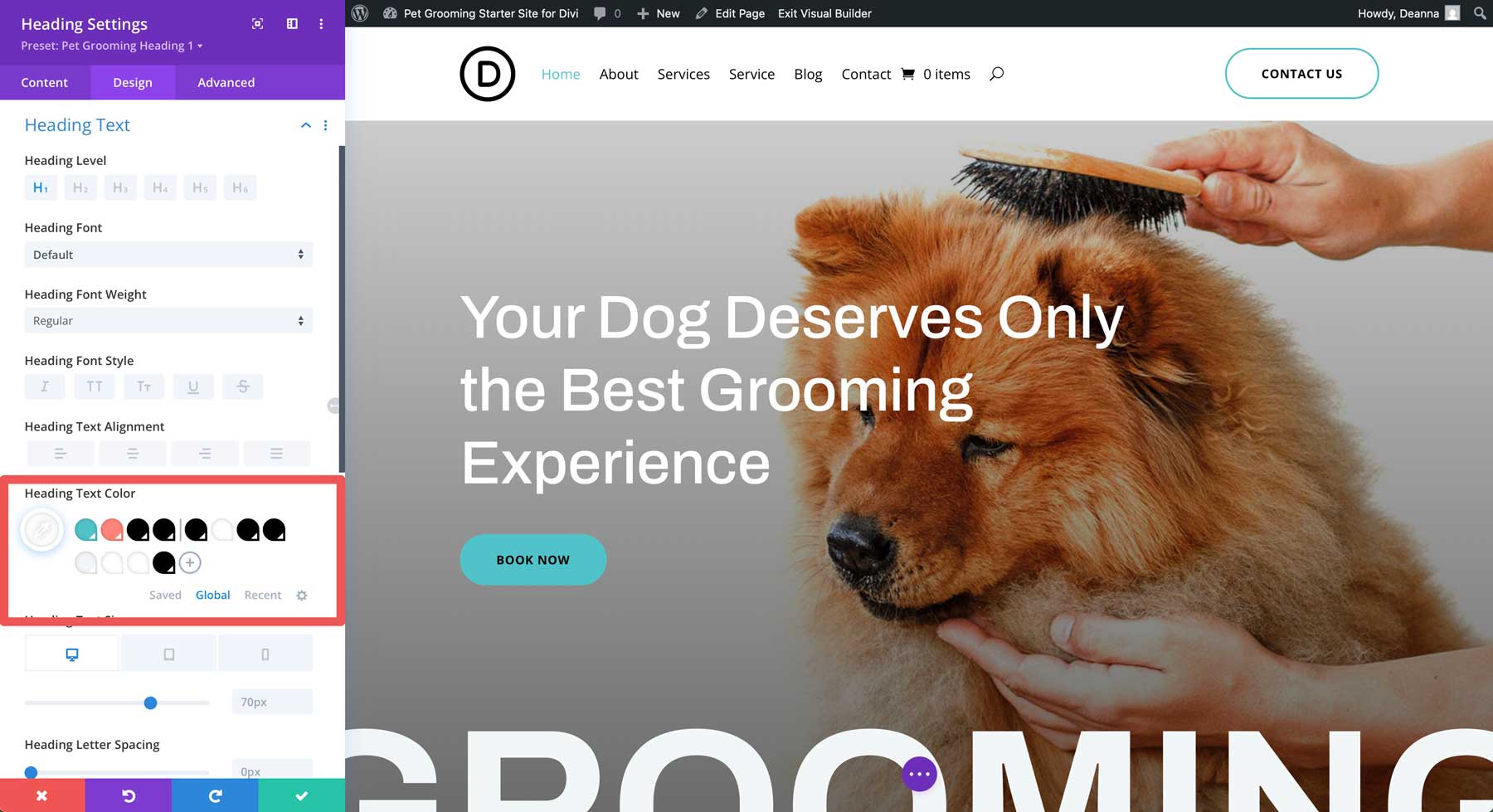 Pet Grooming starter site for Divi
