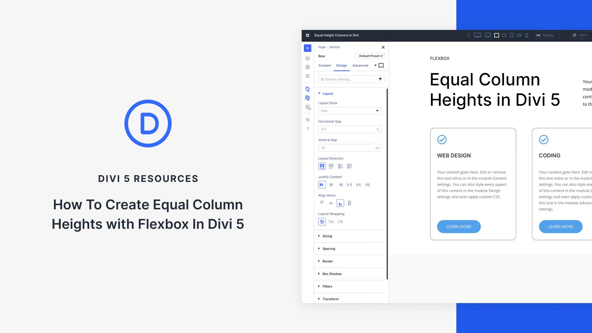 How To Create Equal Columns Heights With Flexbox In Divi 5