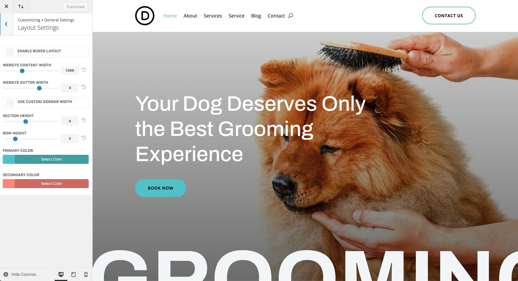 Pet Grooming starter site for Divi