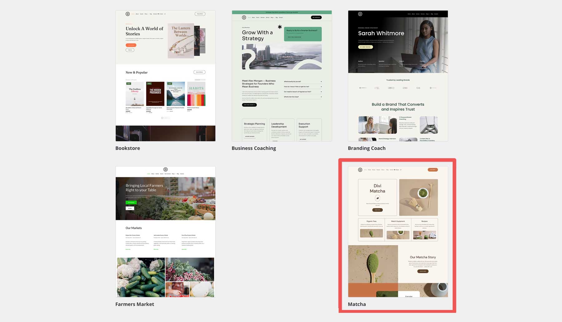 Matcha starter site for Divi