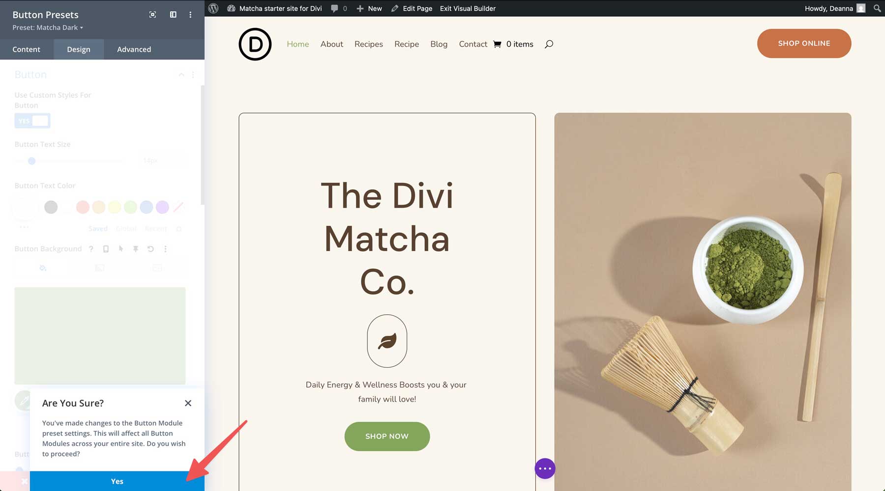 Matcha starter site for Divi