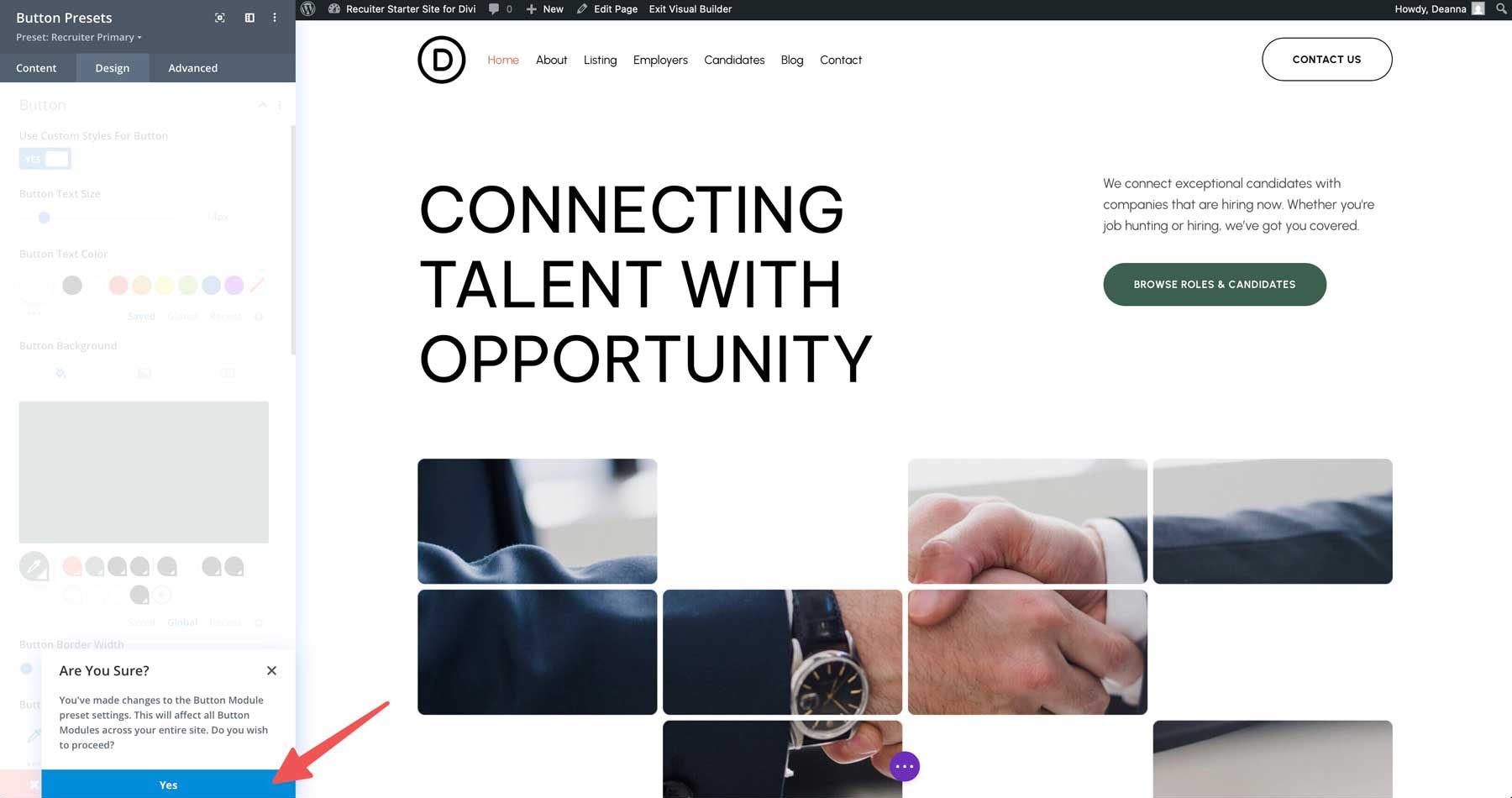 recruiter starter site for Divi