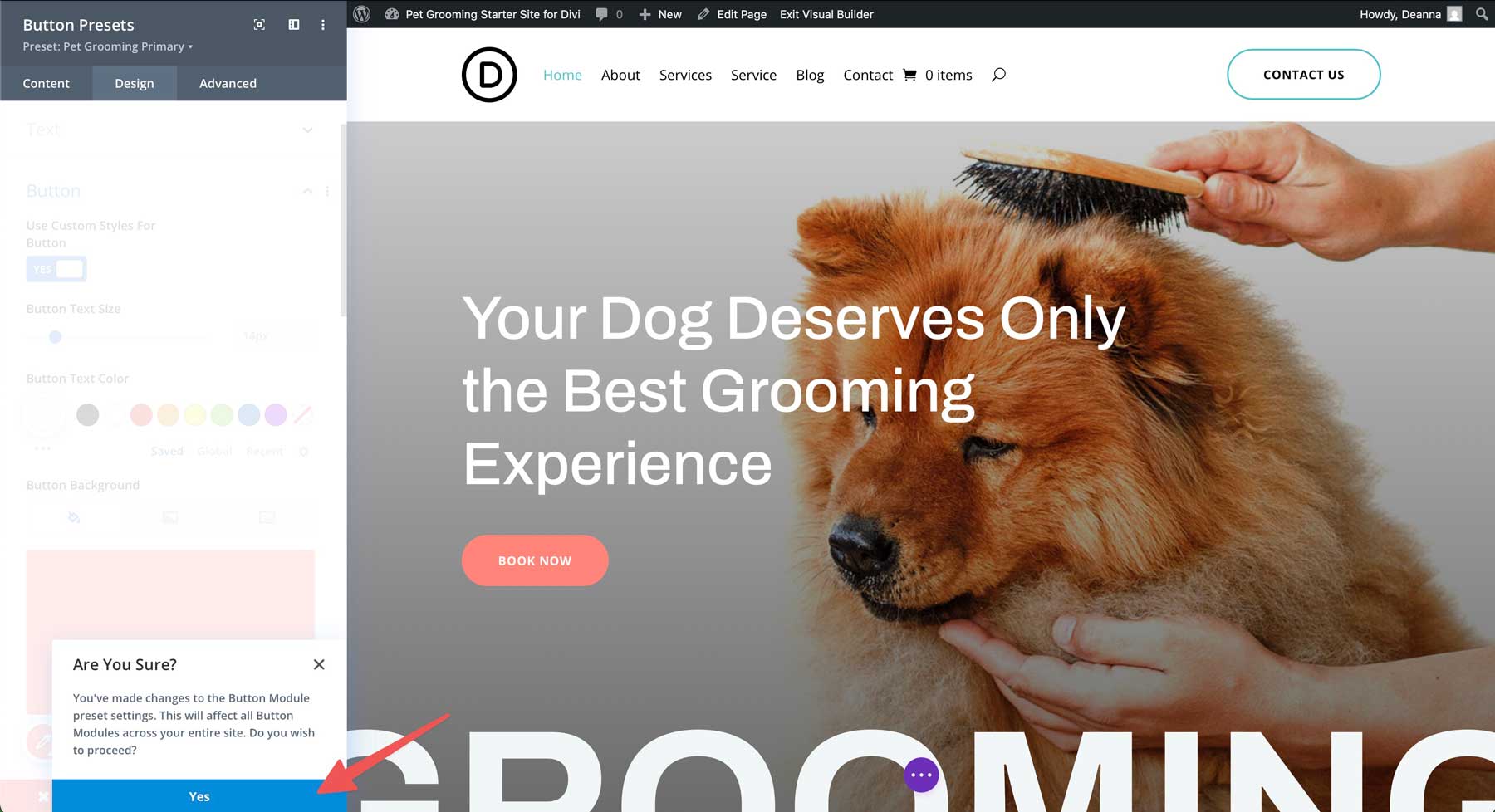 Pet Grooming starter site for Divi