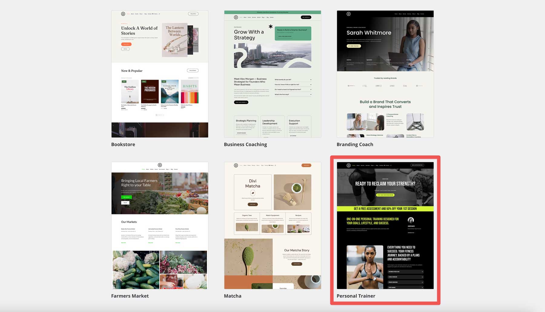 Personal Trainer starter site for Divi