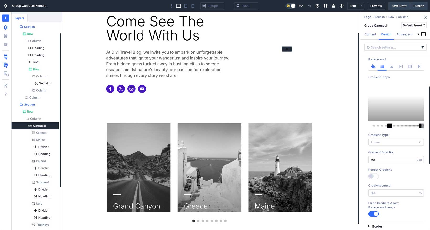 Group Carousel module in Divi 5