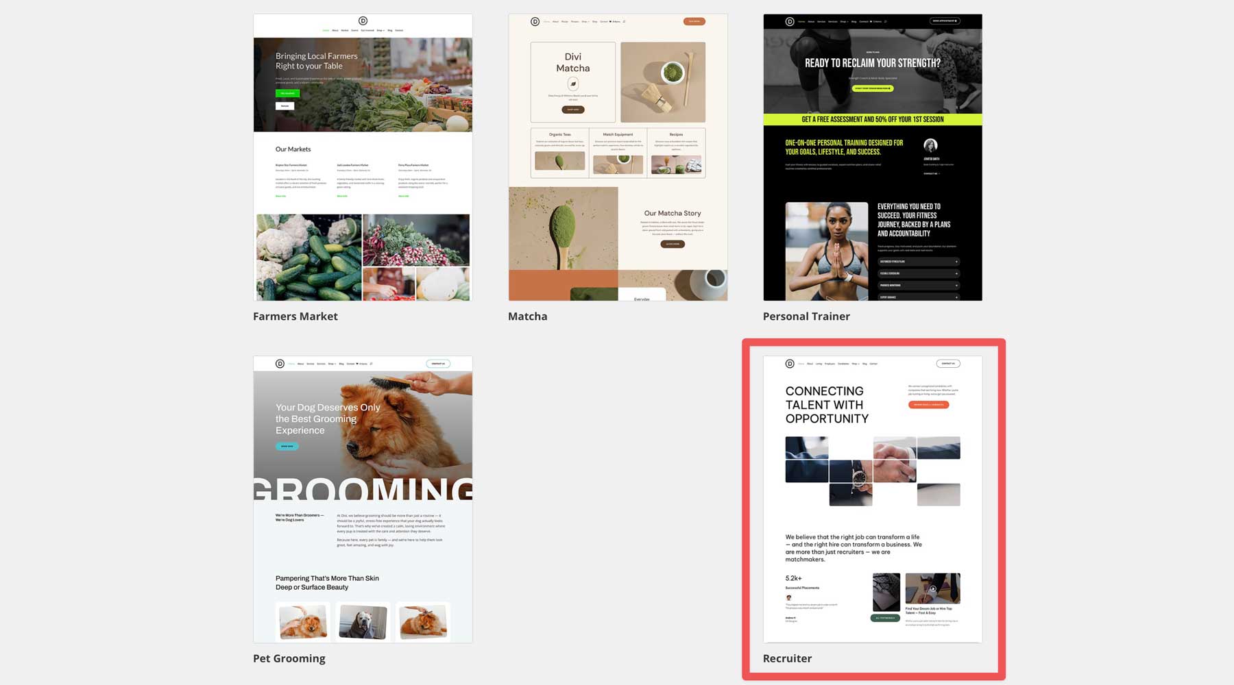 recruiter starter site for Divi