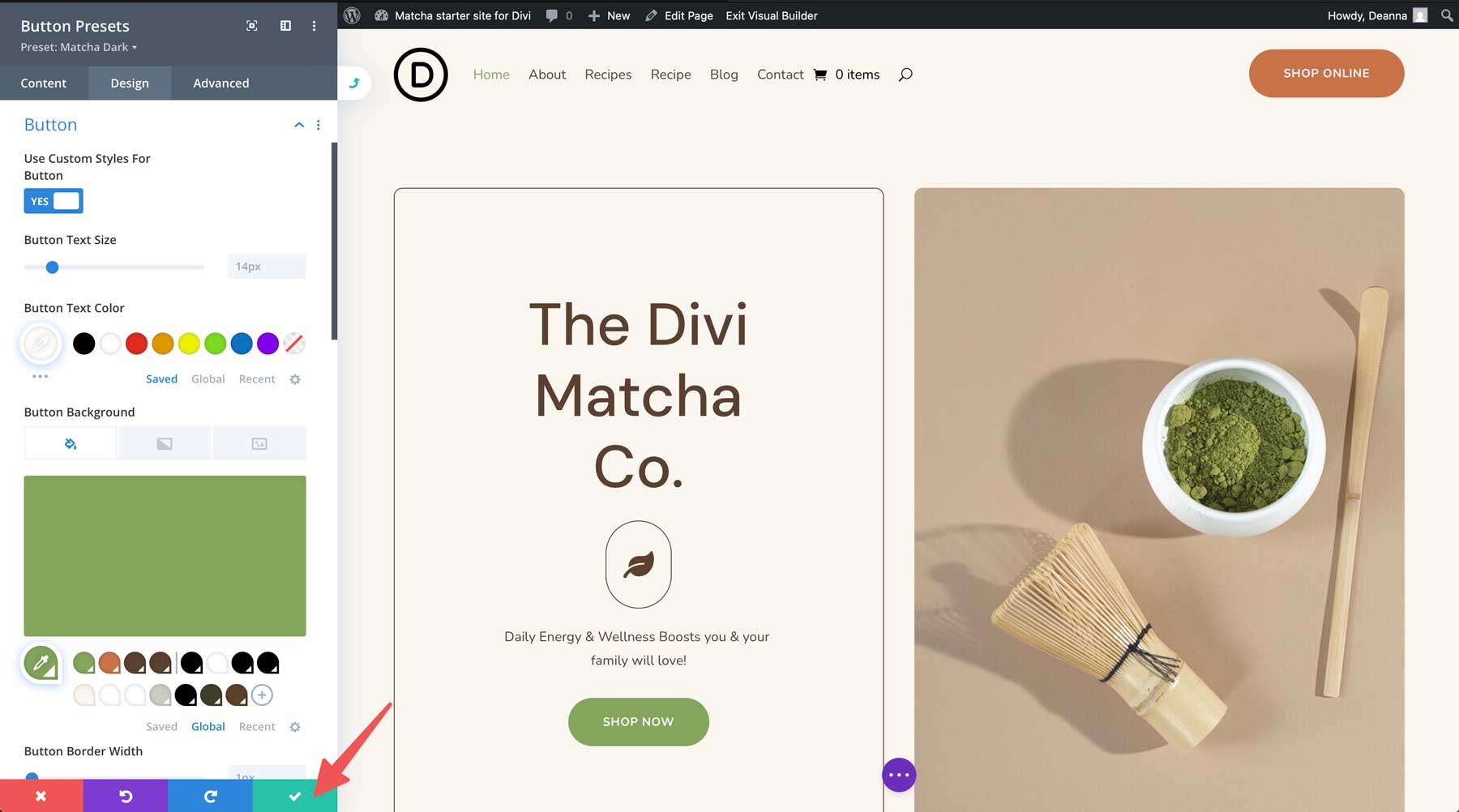 Matcha starter site for Divi