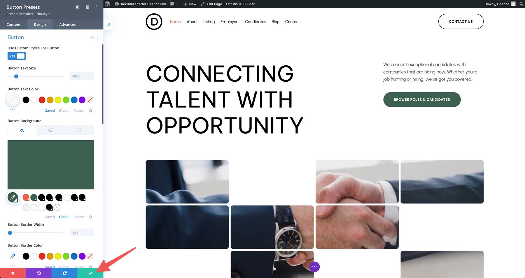 recruiter starter site for Divi