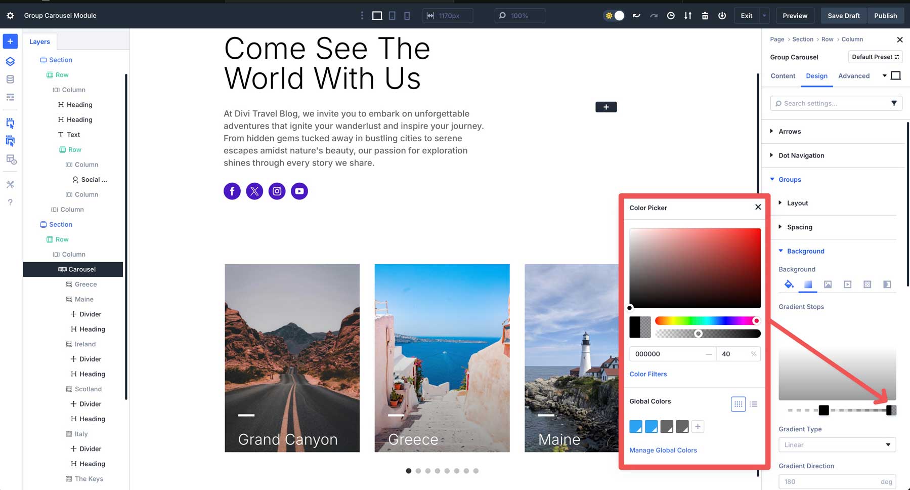 Group Carousel module in Divi 5