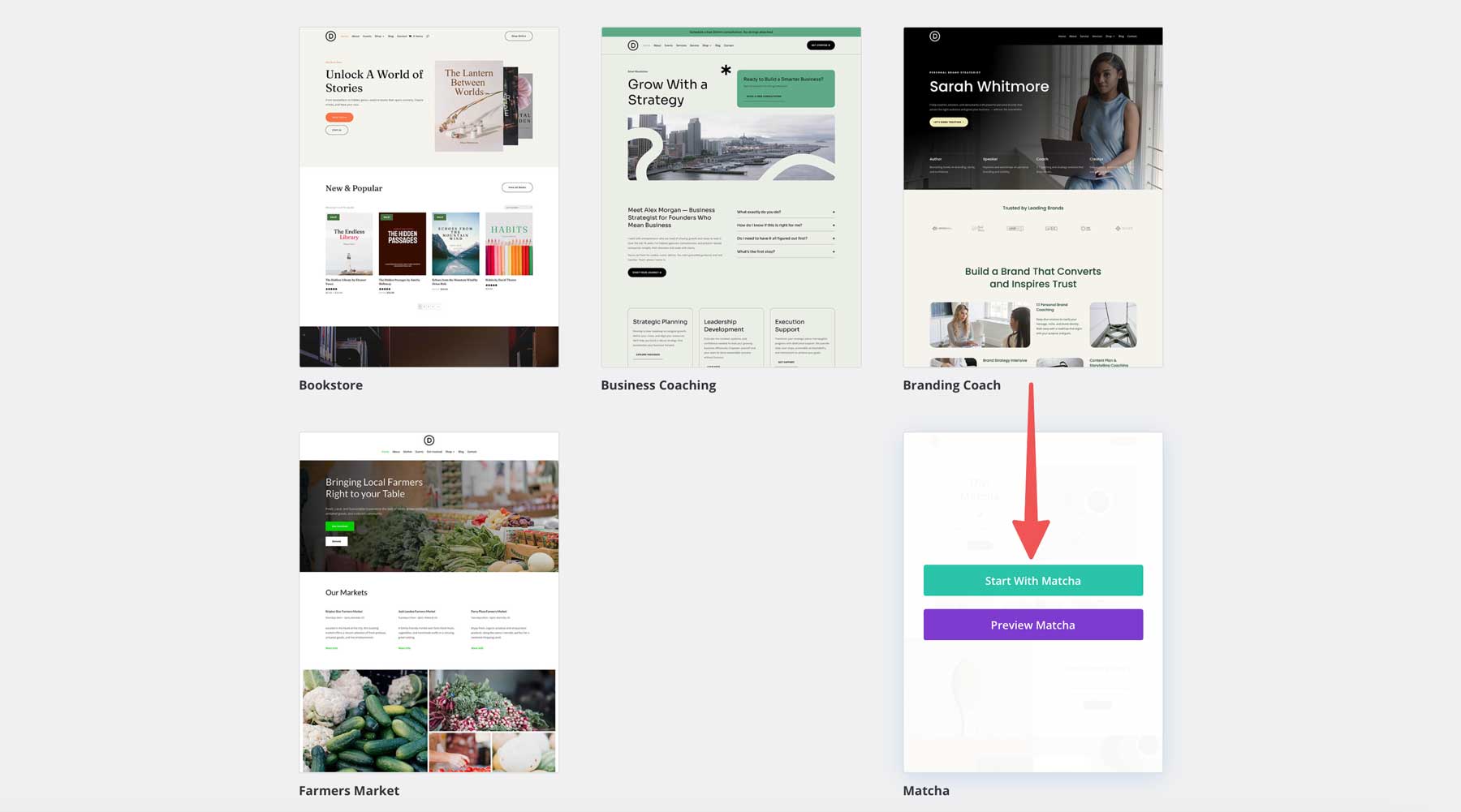 Matcha starter site for Divi