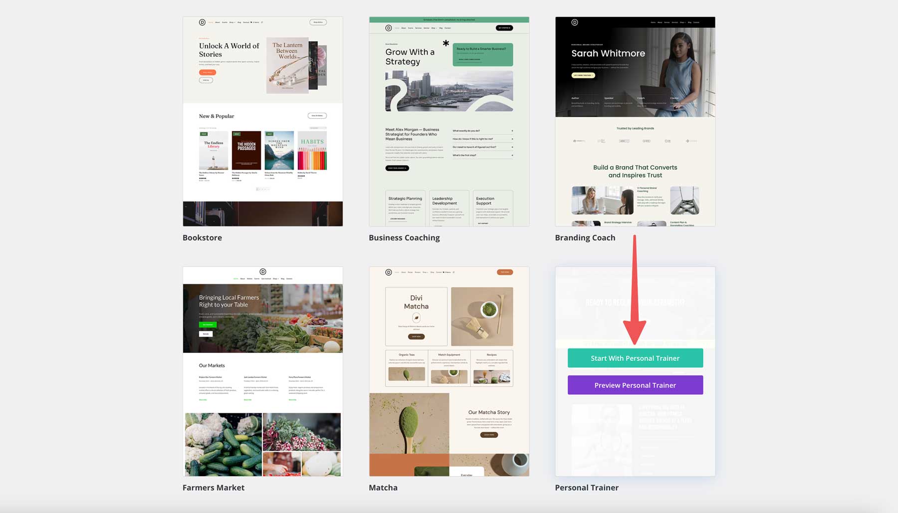 Personal Trainer starter site for Divi