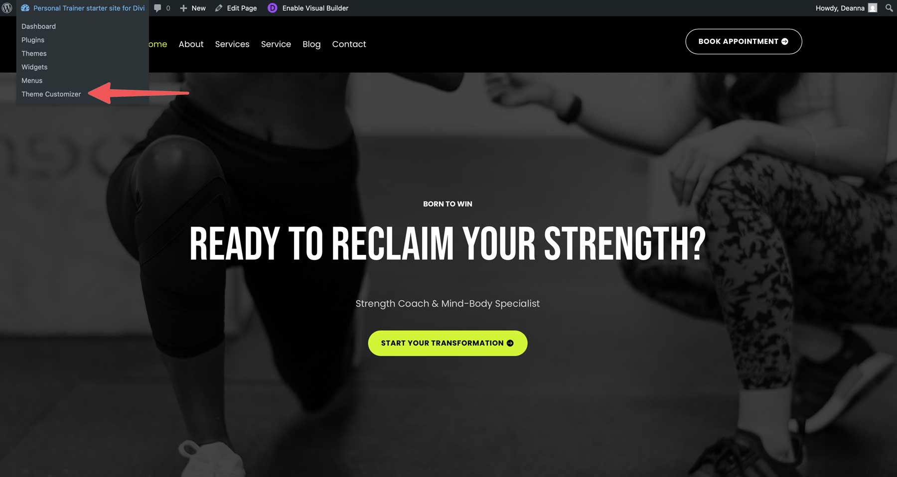 Personal Trainer starter site for Divi