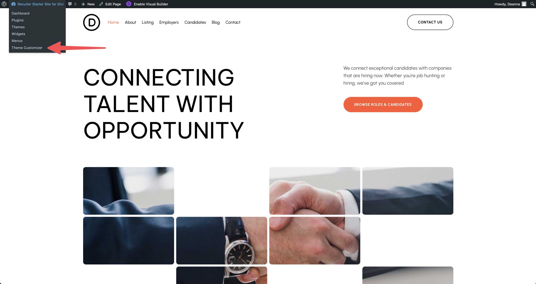 recruiter starter site for Divi