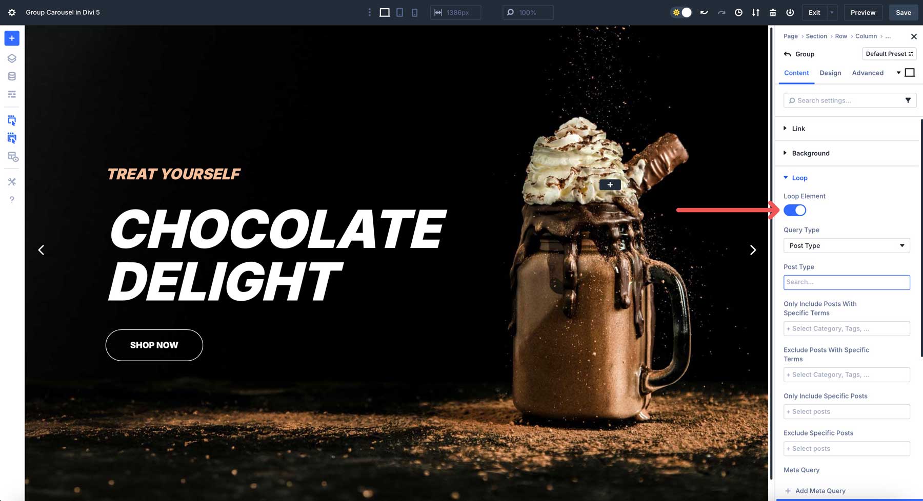 Group Carousel module in Divi 5