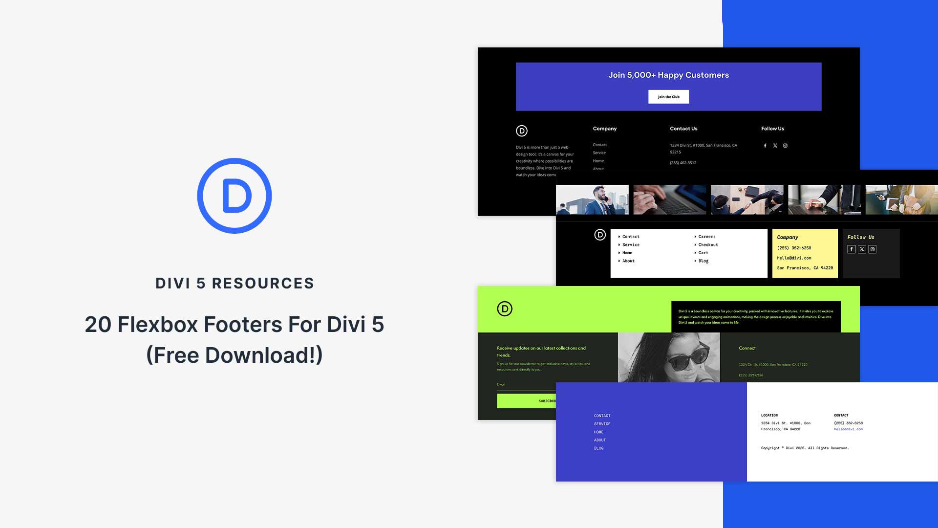 20 Flexbox Footers For Divi 5 (Free Download!)