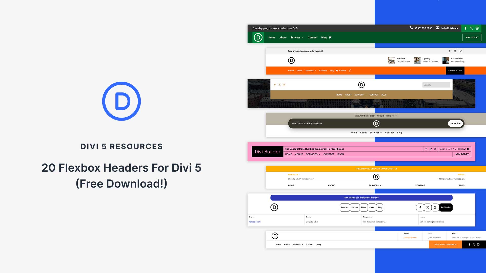 20 Flexbox Headers For Divi 5 (Free Download!)