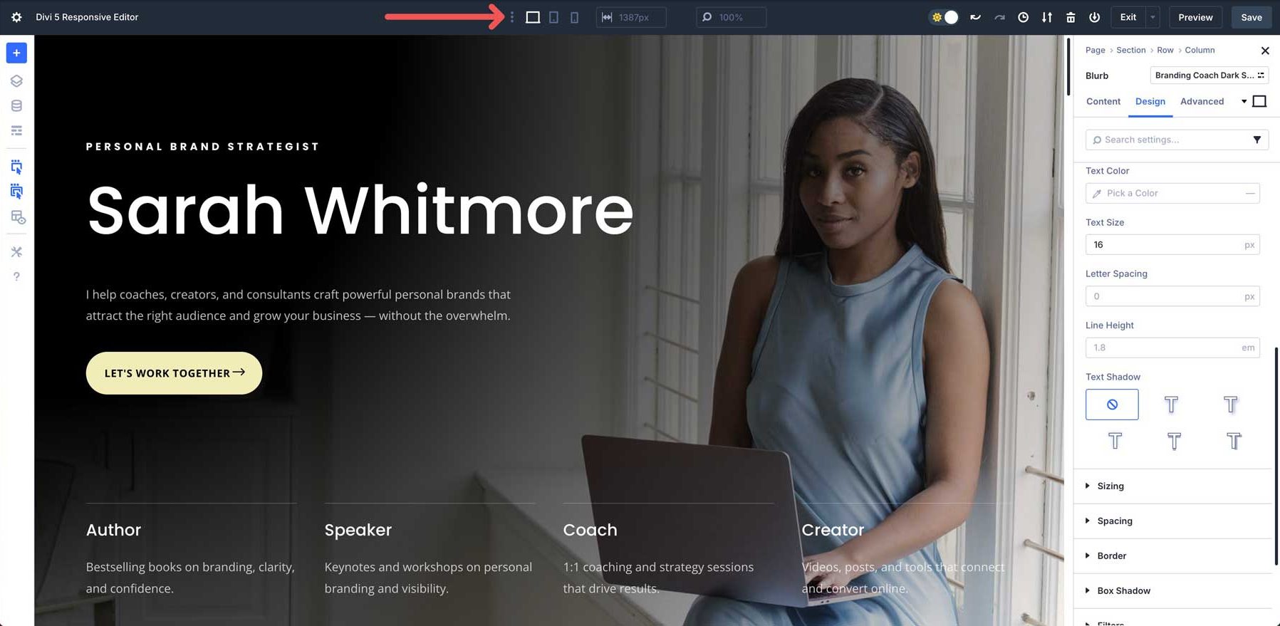 Divi 5 Responsive View Mode