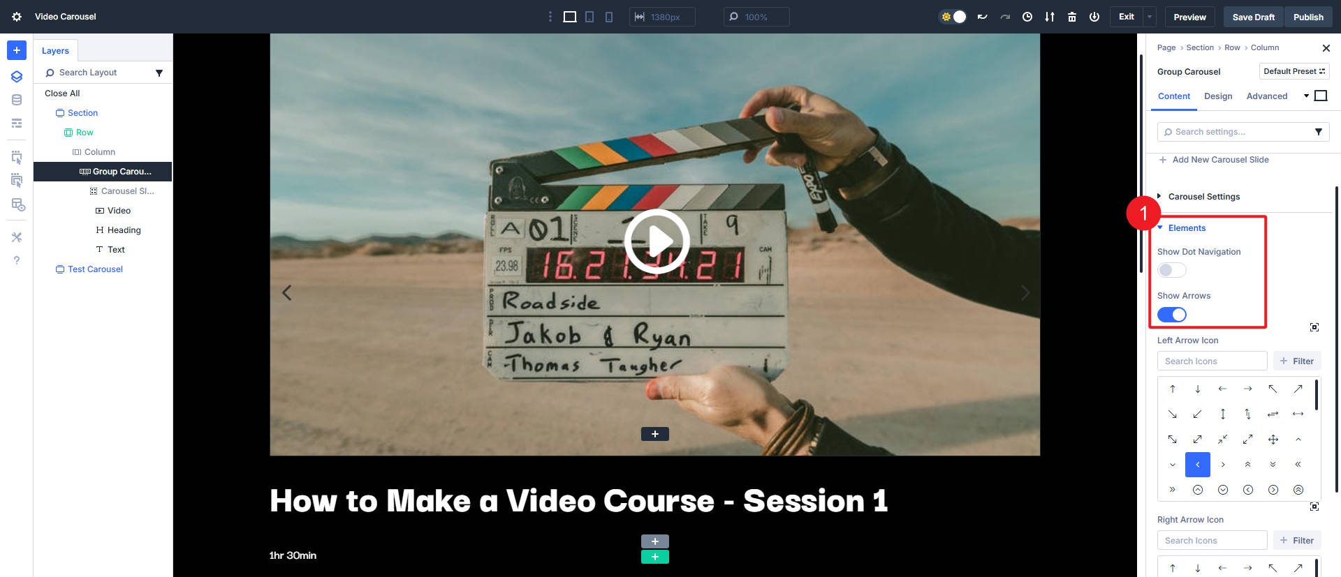 Set Carousel Navigation Elements