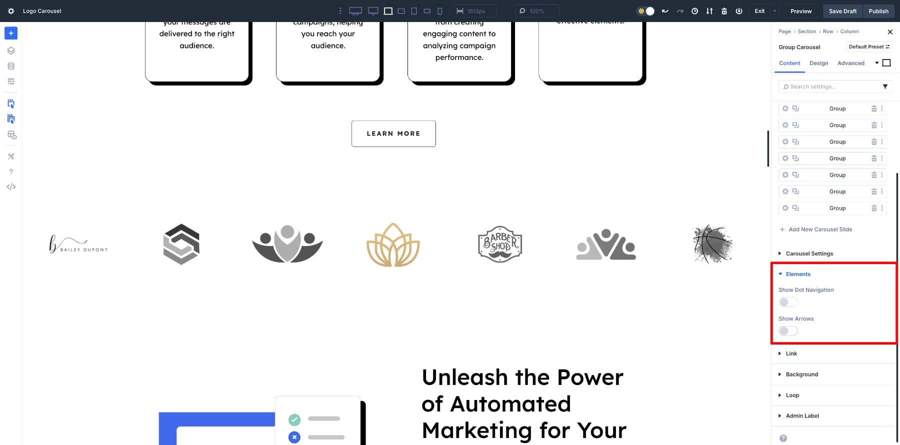 hide arrow and dot navigation