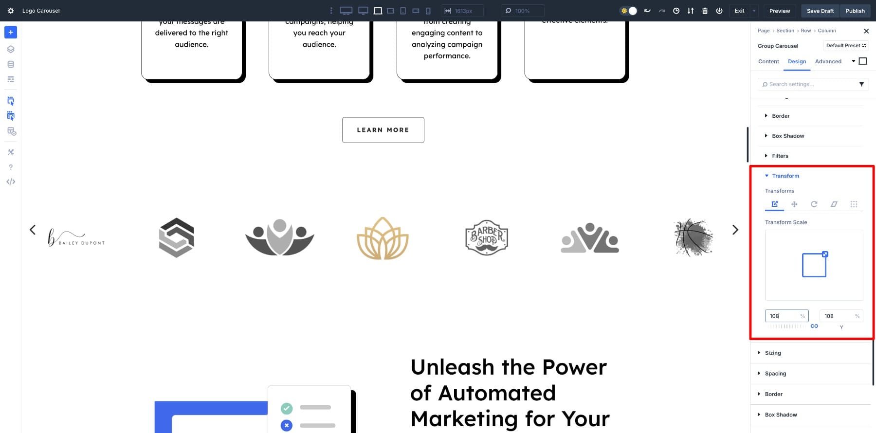 transform active group