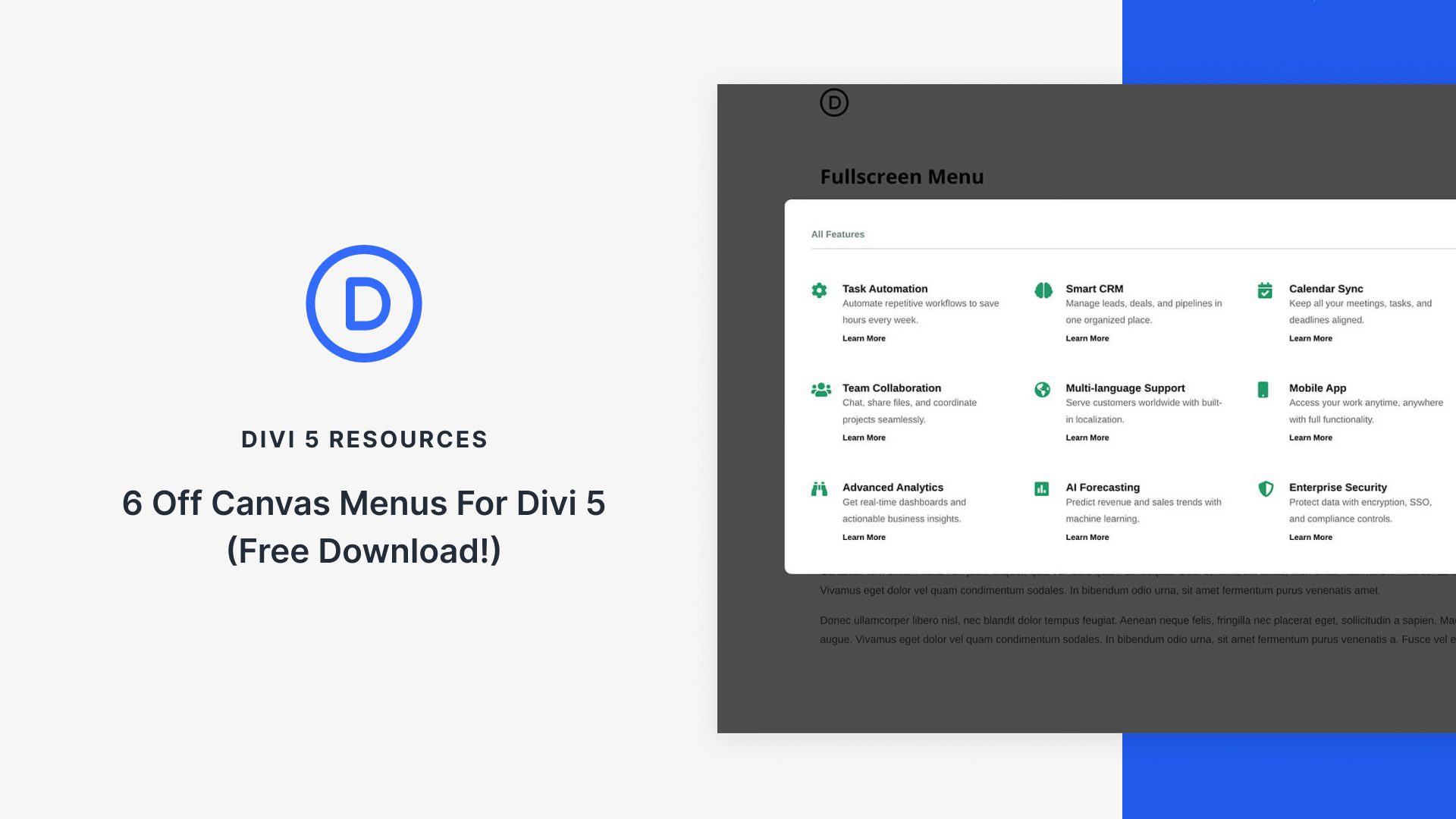 6 Off Canvas Menus For Divi 5 (Free Download!)