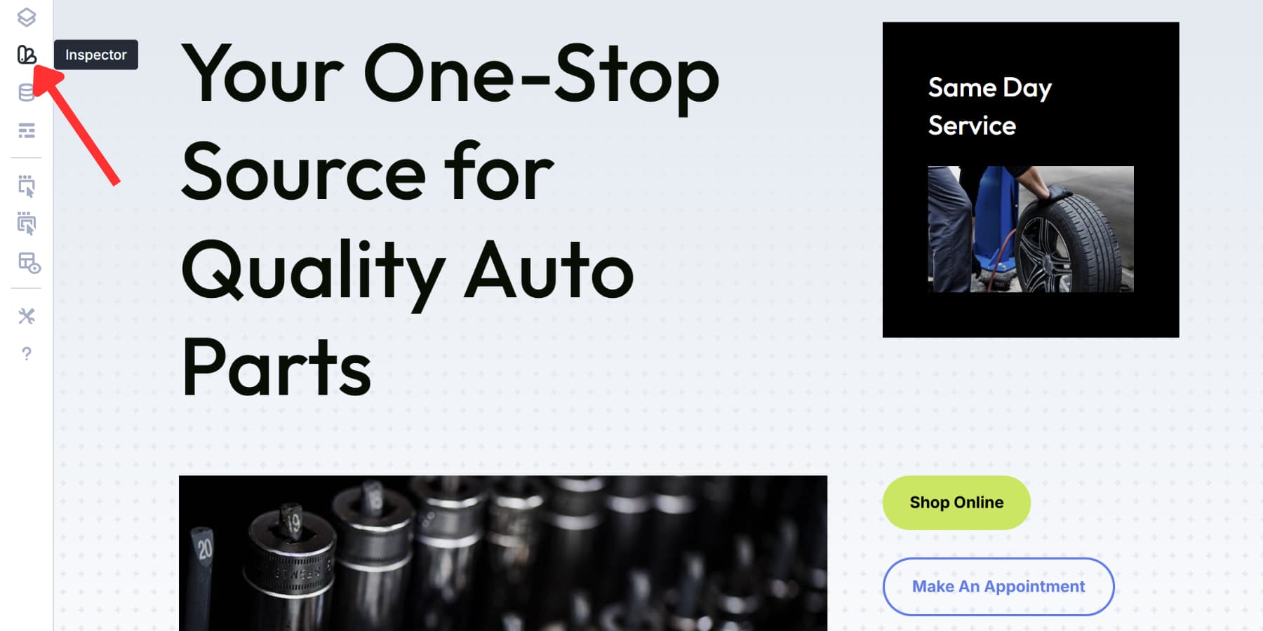 A screenshot of the inspector icon in the sidebar of Divi 5