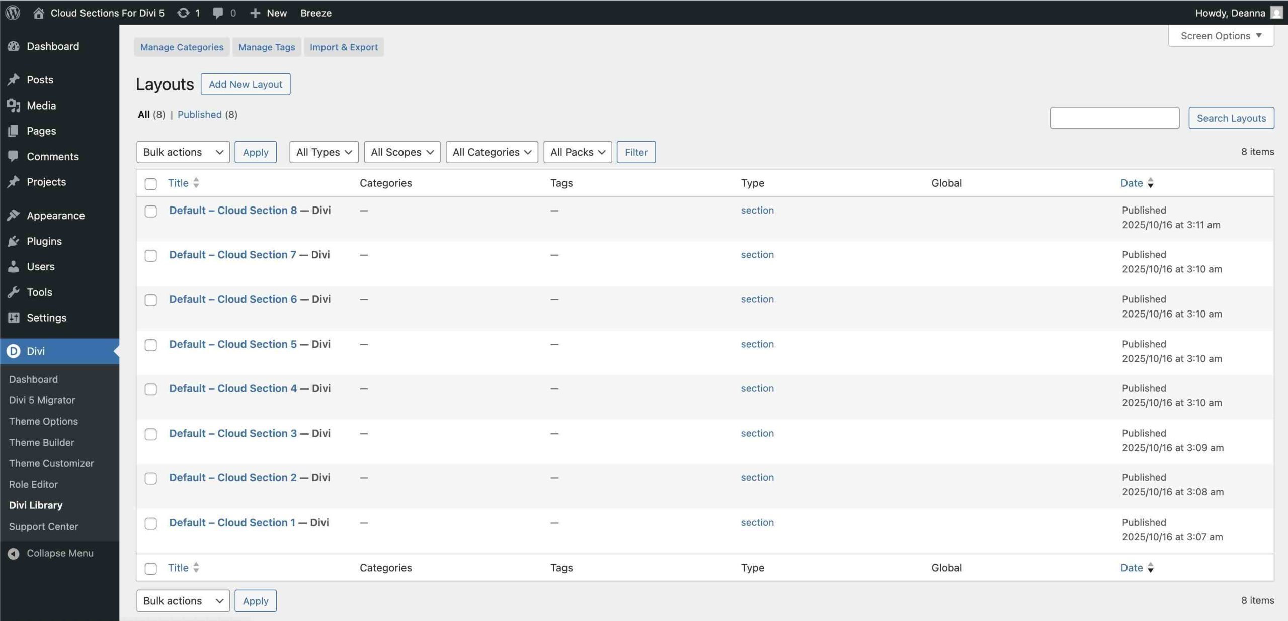 Cloud Sections For Divi 5