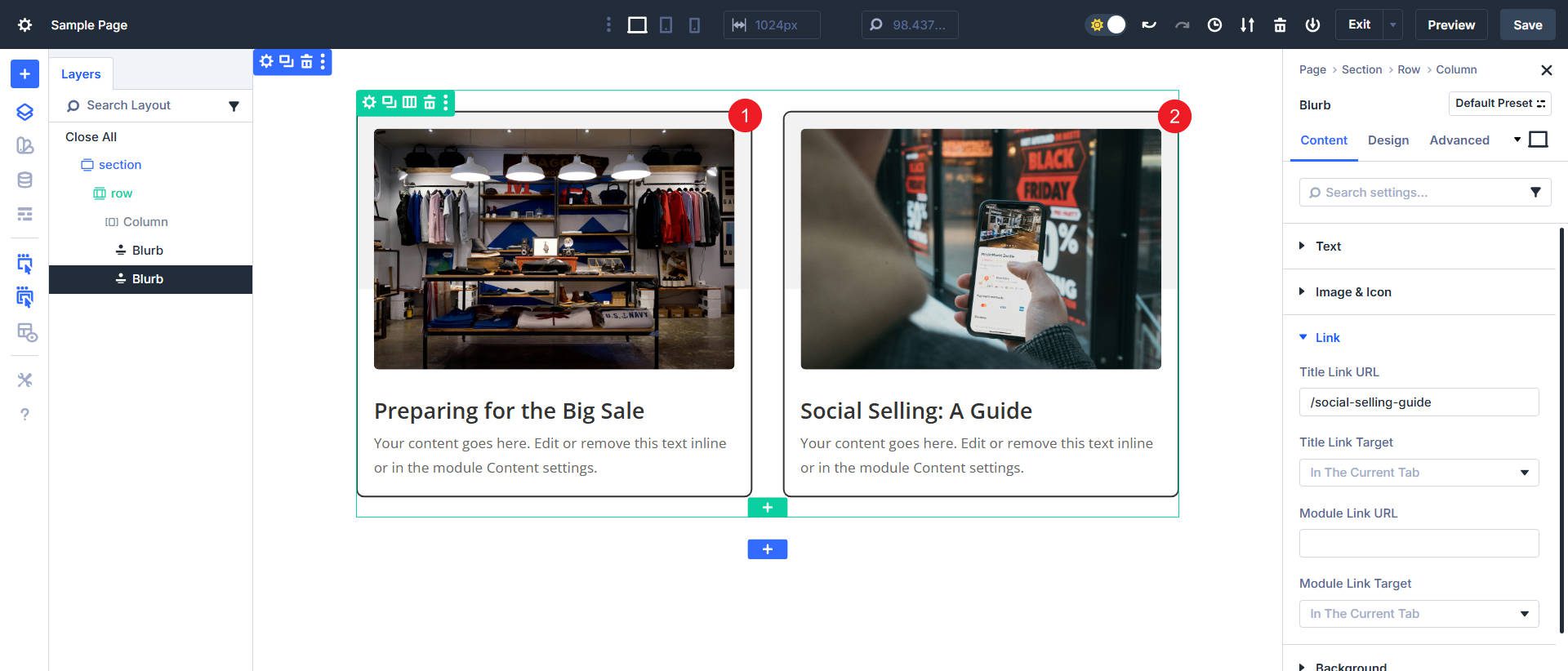 Example of Two Blog Cards that Have a Title for Aria-Labeledby
