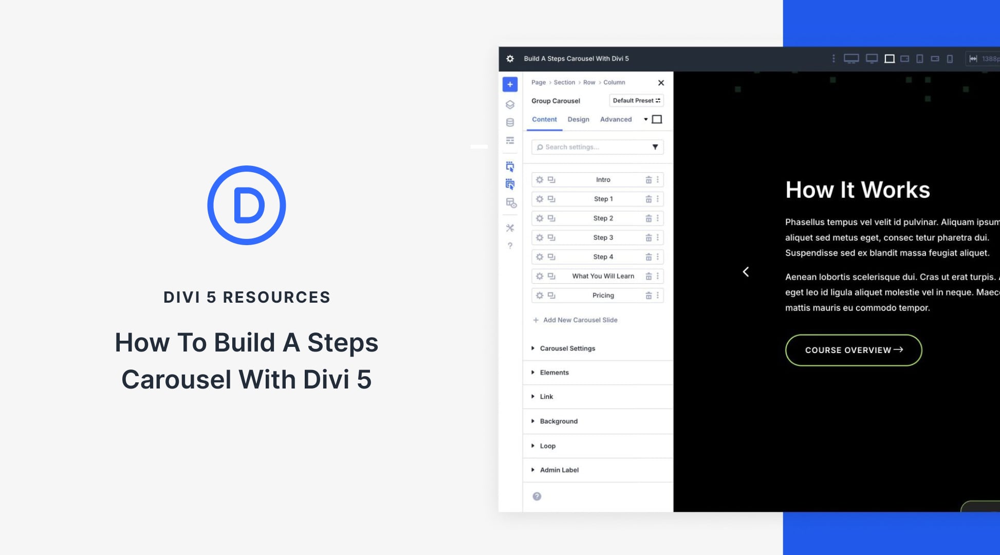 How To Build A Steps Carousel With Divi 5