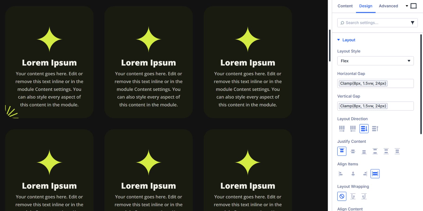 A screenshot of a small space ramp between elements of a blurb while making the blurb a flexbox