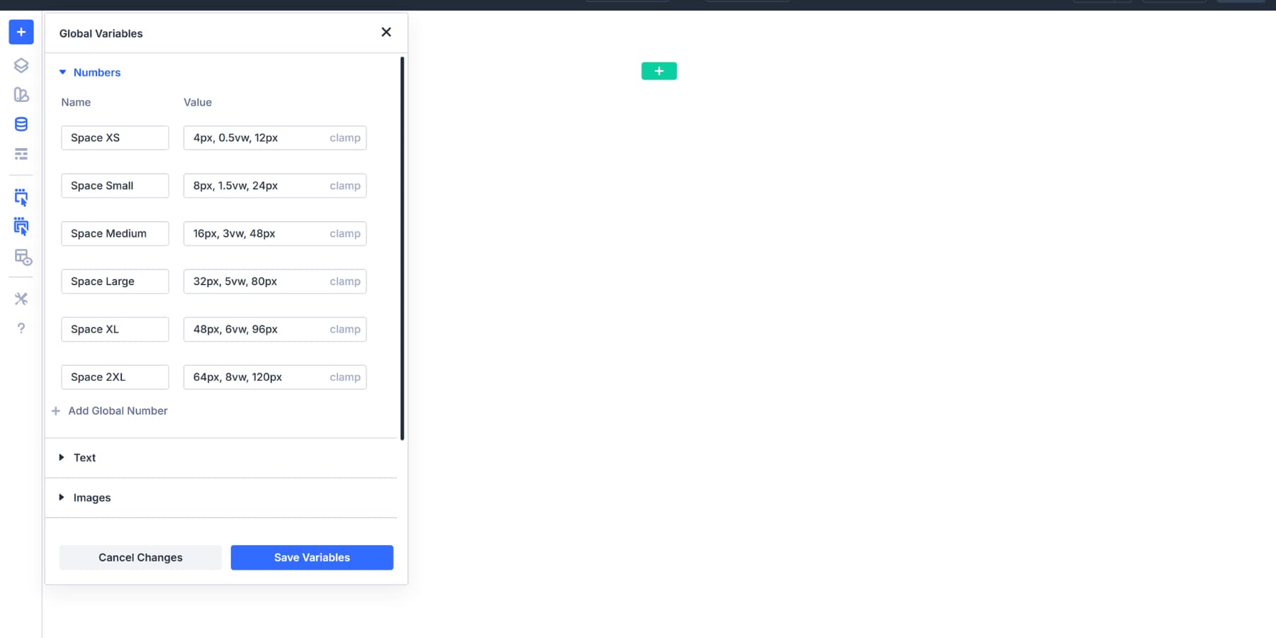 A screenshot of even more space ramps added to Divi 5's number design variables