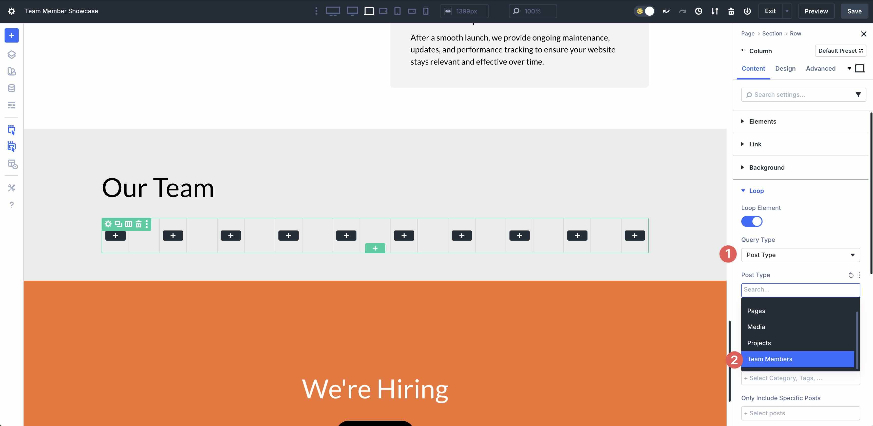 build a team directory using Loop Builder