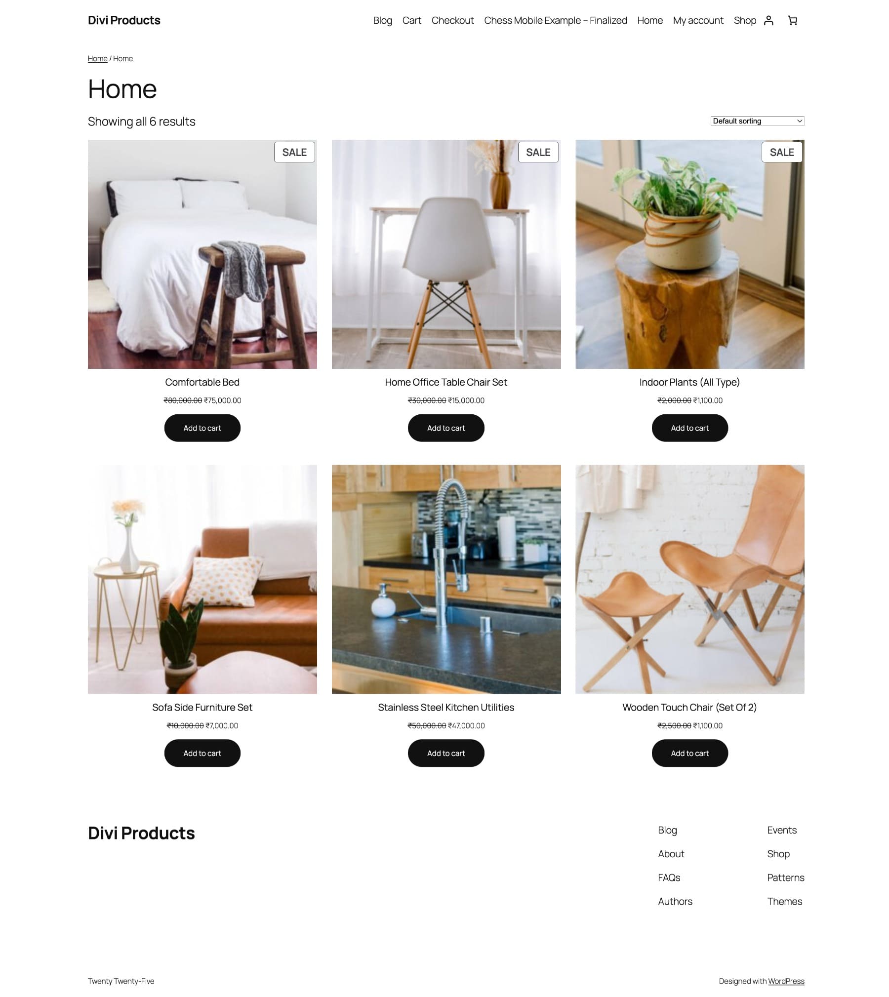 default WooCommerce category page