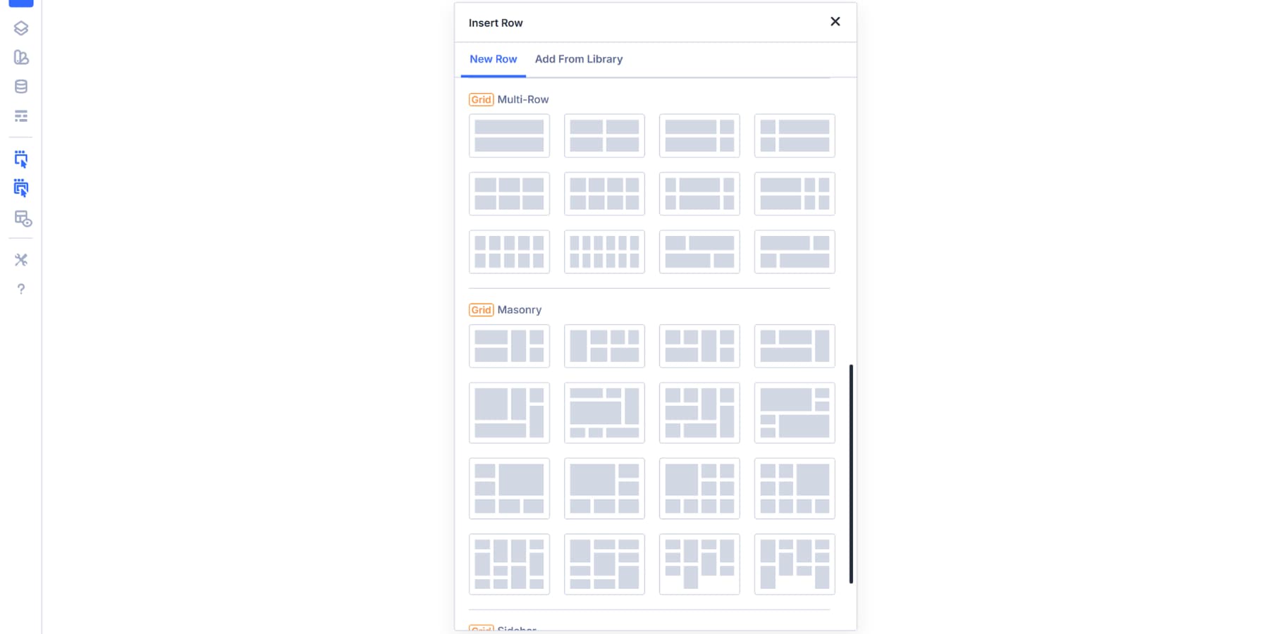 A screenshot of some of the grid templates available in Divi 5
