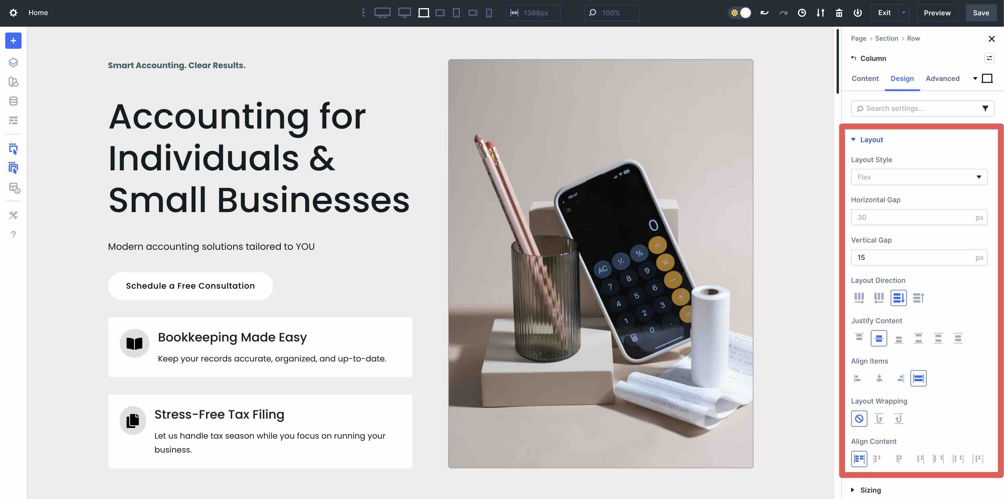 Divi 5 flexbox settings