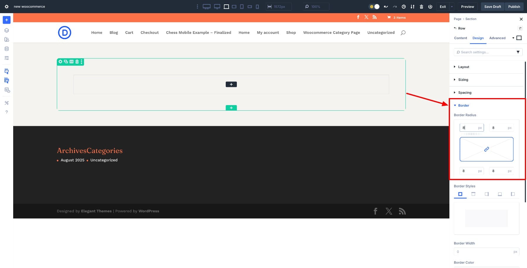 Add border radius in Divi 5